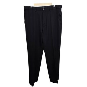 Haggar‎ H26 Men Black Polyester Dress Pants Size 38x32 Flat Front Work Casual
